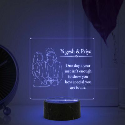Couple Night Lamp with Multicolored Light Customized with Name Gift for Loveable Person